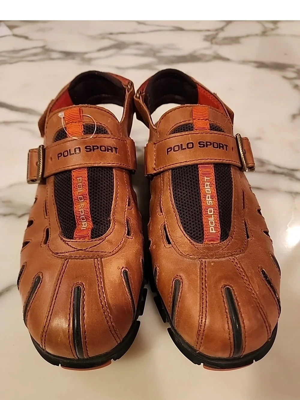 Polo by Ralph Lauren Men's Brown Leather Sport Sandal with Black Sole
